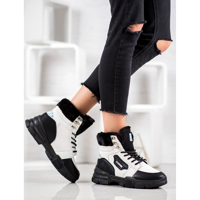 Yes Mile Zapatillas con piel blanco negro 1