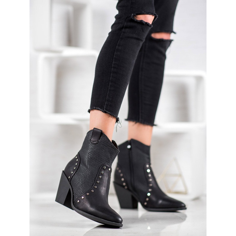 Small Swan Botas de vaquero calientes con tacones altos negro 2