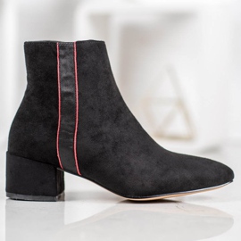SHELOVET Botas de ante con cinturón decorativo negro 2