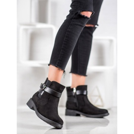 SHELOVET Trabajadores de gamuza con hebilla negro 2