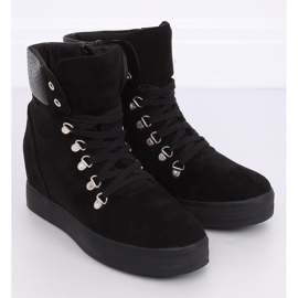 Black RQ216 Serpentine botas de cuña negras negro 1