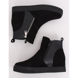 Negro RQ235 Botas negras con cuña oculta 4
