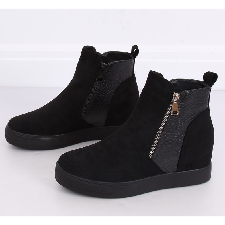 Negro RQ235 Botas negras con cuña oculta 2 Negro RQ235 Botas negras con cuña oculta 2