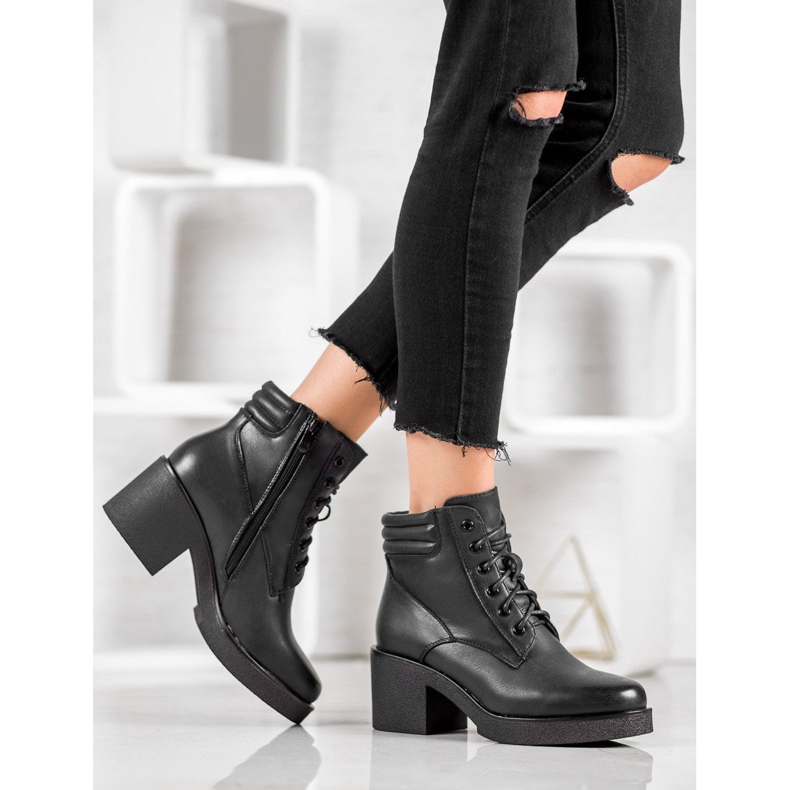 Super Mode Cómodas botas de cuero ecológico negro 1 Super Mode Cómodas botas de cuero ecológico negro 1