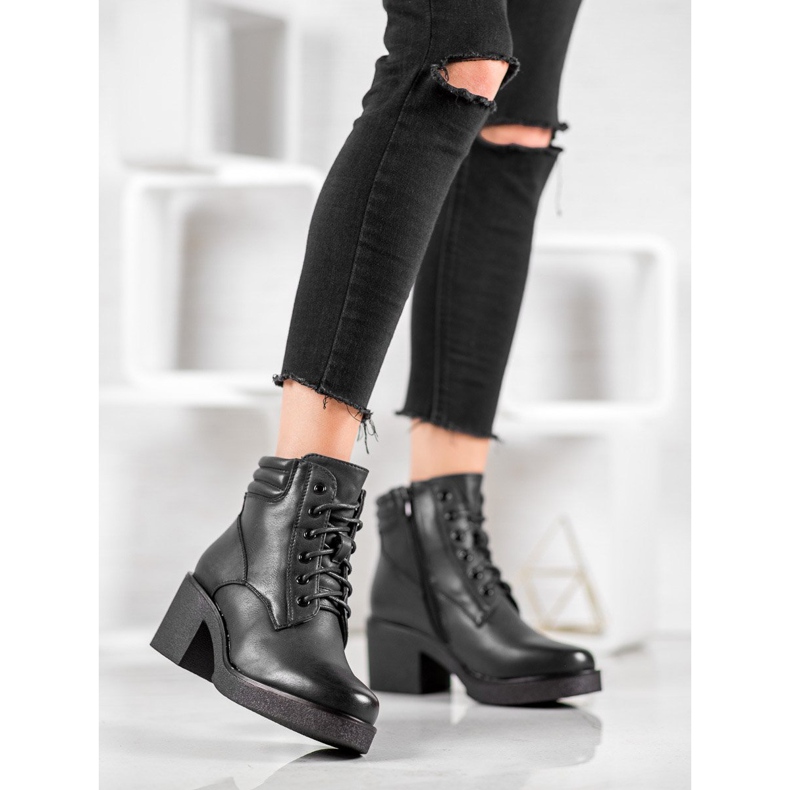 Super Mode Cómodas botas de cuero ecológico negro 2 Super Mode Cómodas botas de cuero ecológico negro 2