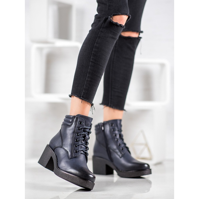 Super Mode Cómodas botas de cuero ecológico azul 2