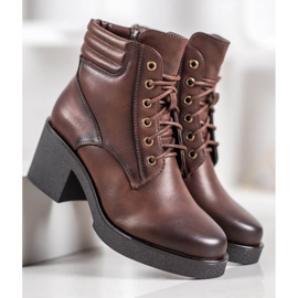Super Mode Cómodas botas de cuero ecológico marrón 3