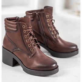 Super Mode Cómodas botas de cuero ecológico marrón 4