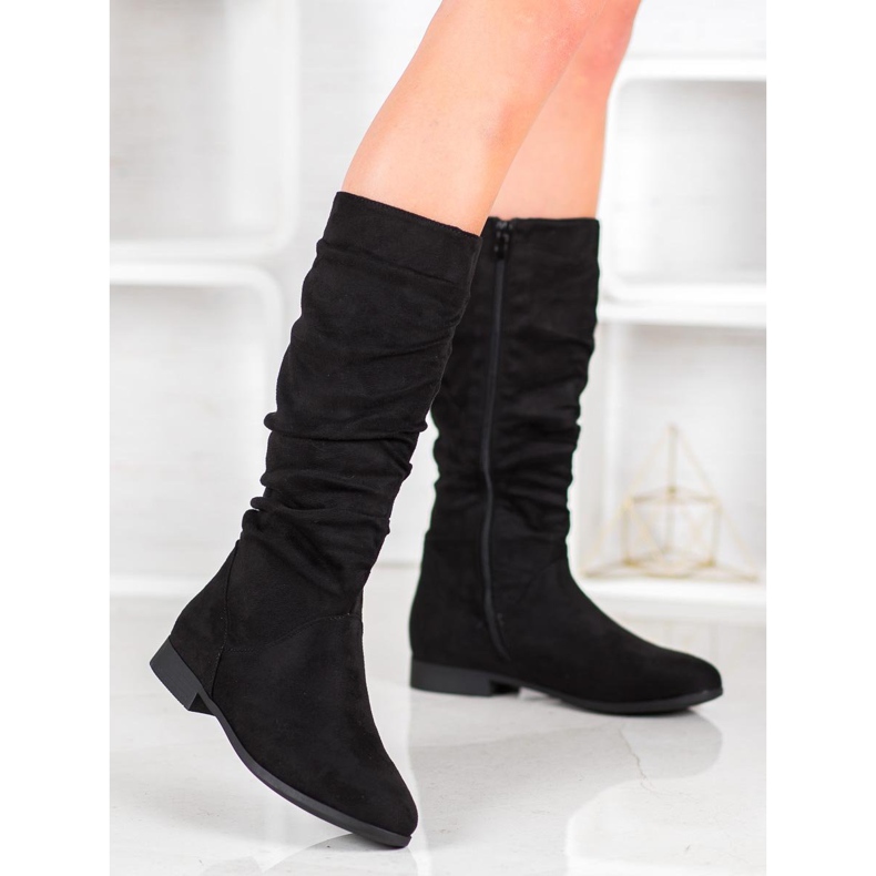 SHELOVET Botas de ante por encima de la rodilla negro 2