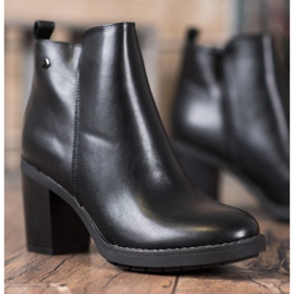 Ideal Shoes Botas cómodas de tacón alto negro 3