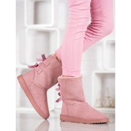 Haver Botas de nieve cálidas con lazos rosado 1