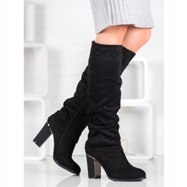 SDS Botas elegantes de tacón alto negro 1