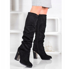 SDS Botas elegantes de tacón alto negro 2
