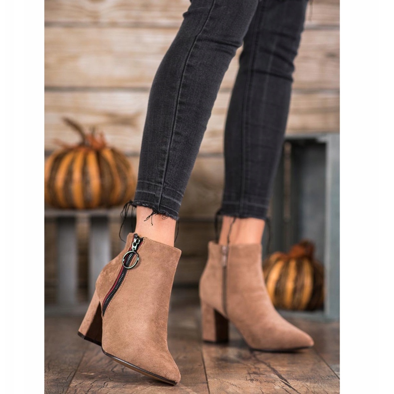 Small Swan Botines de ante con cremallera beige 2