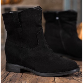 Ideal Shoes Botas de vaquero calientes en una cuña negro 3