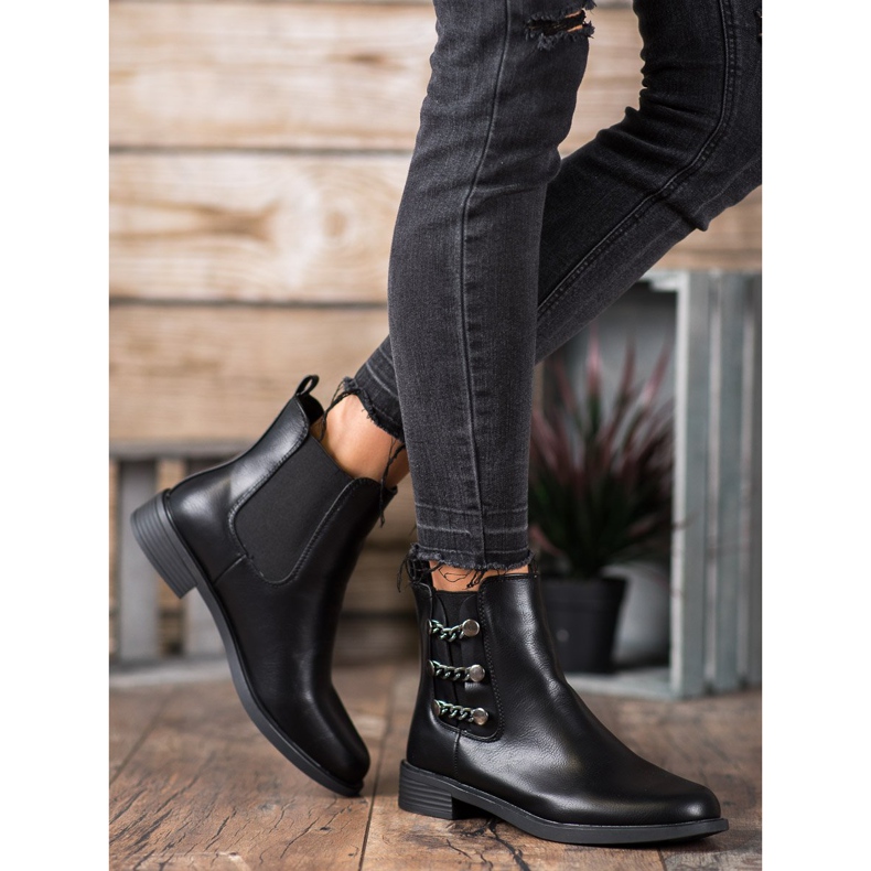 SHELOVET Botas Chelsea elegantes negro 1