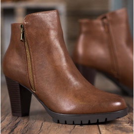 Anesia Paris Botas elegantes de cuero ecológico marrón 4
