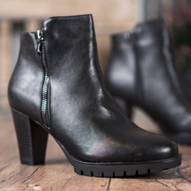 Anesia Paris Botas elegantes de cuero ecológico negro 3
