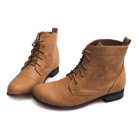 Botas con Cordones Calados 248 Camel marrón 1