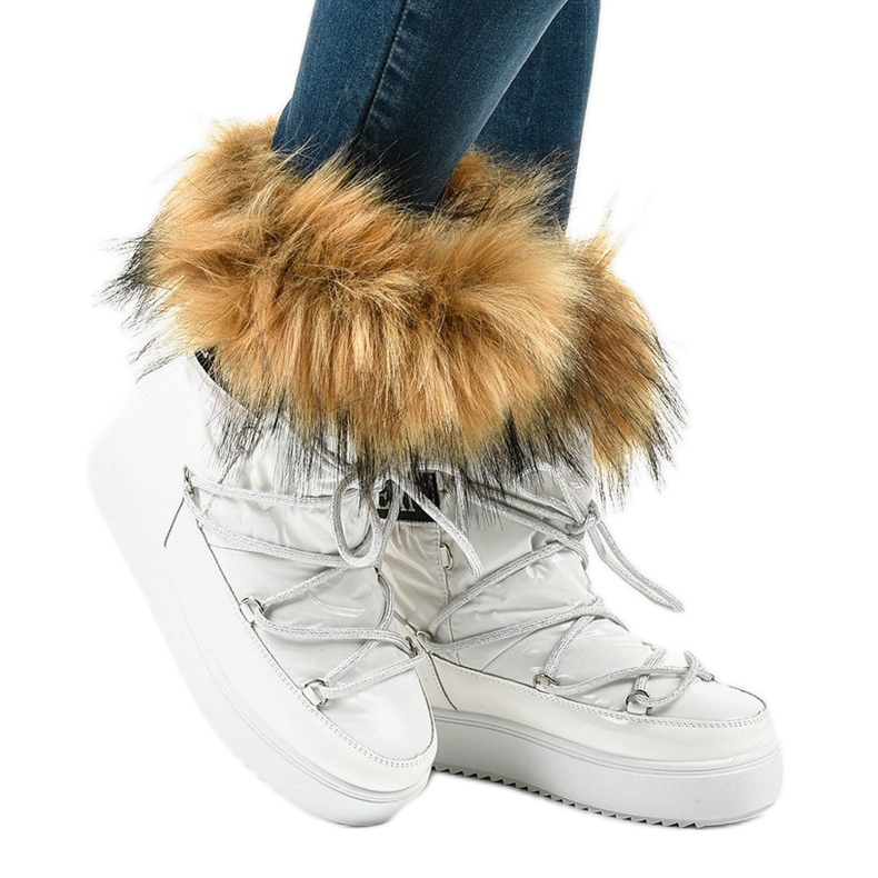 Botas de nieve blancas de moda con piel 119-39 blanco 1 Botas de nieve blancas de moda con piel 119-39 blanco 1