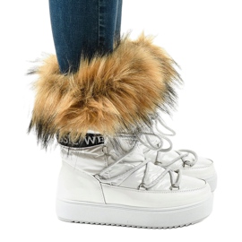 Botas de nieve blancas de moda con piel 119-39 blanco 2
