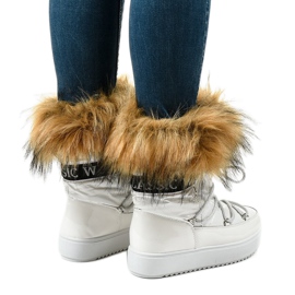 Botas de nieve blancas de moda con piel 119-39 blanco 3
