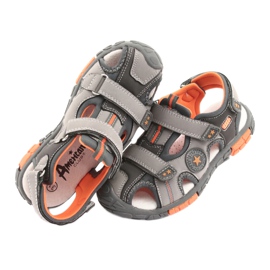 American Club Sandalias con aplicación de cuero DR02 americano marrón naranja gris 5