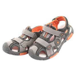 American Club Sandalias con aplicación de cuero DR02 americano marrón naranja gris 3