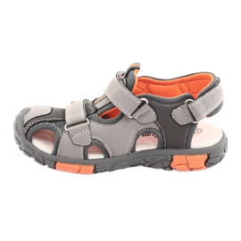 American Club Sandalias con aplicación de cuero DR02 americano marrón naranja gris 2