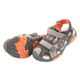 American Club Sandalias con aplicación de cuero DR02 americano marrón naranja gris 4