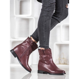 Ideal Shoes Botas de vaquero con cuero ecológico rojo 2