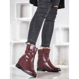 Ideal Shoes Botas de vaquero con cuero ecológico rojo 3