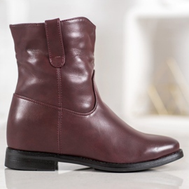 Ideal Shoes Botas de vaquero con cuero ecológico rojo 1