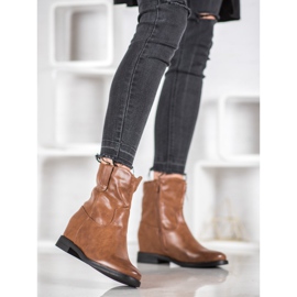 Ideal Shoes Botas de vaquero con cuero ecológico marrón 2