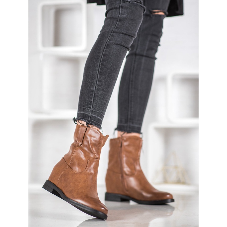 Ideal Shoes Botas de vaquero con cuero ecológico marrón 2