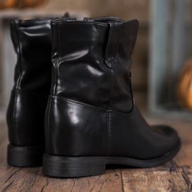 Ideal Shoes Botas de vaquero con cuero ecológico negro 1