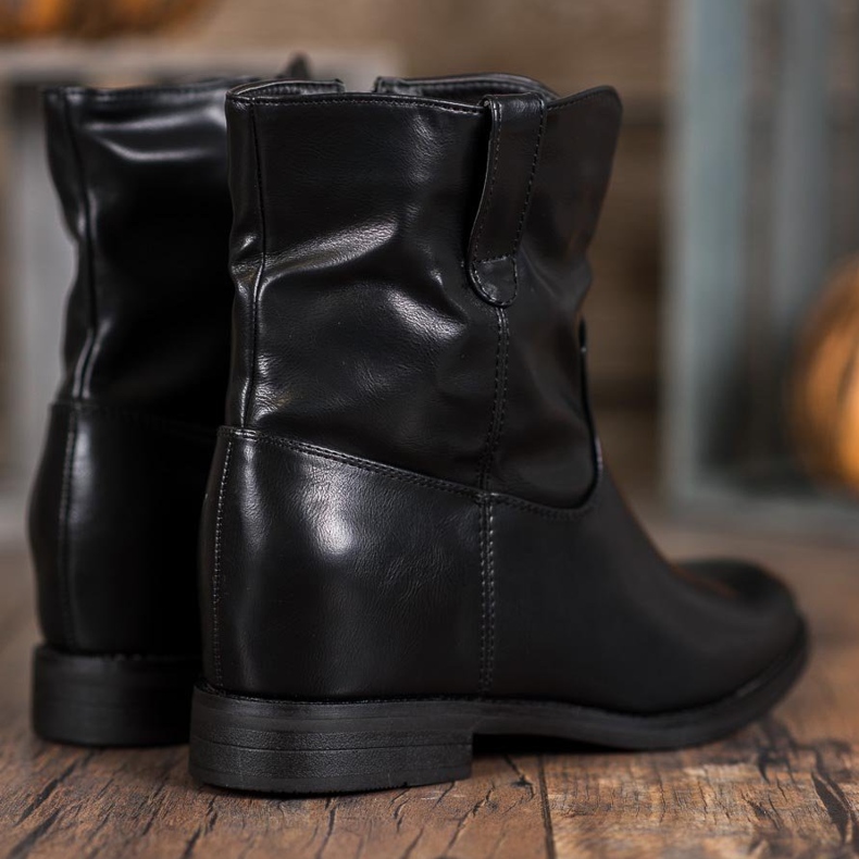 Ideal Shoes Botas de vaquero con cuero ecológico negro 1