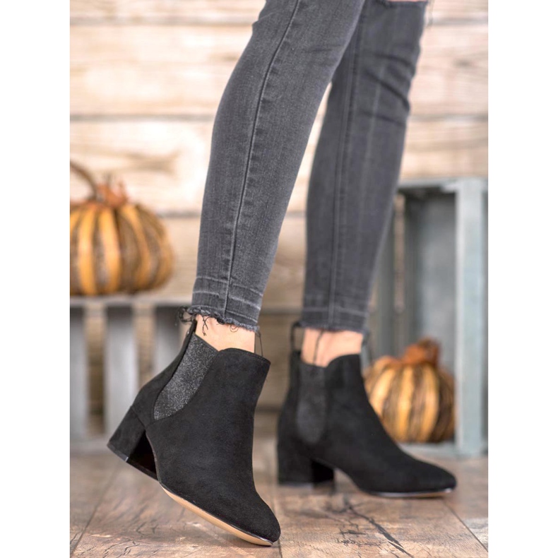 Ideal Shoes Botines chelsea con purpurina negro 2