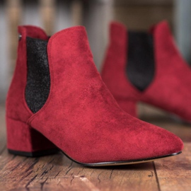Ideal Shoes Botines chelsea con purpurina rojo 2