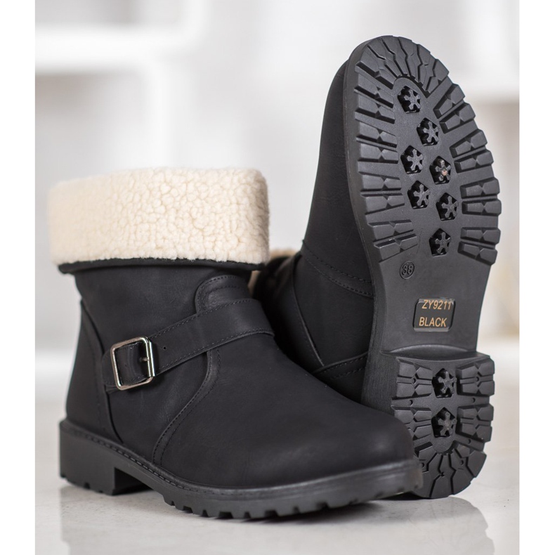 SHELOVET Botas con piel de oveja negro 1