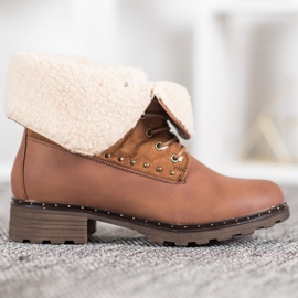SHELOVET Botas marrones con piel de oveja marrón 4