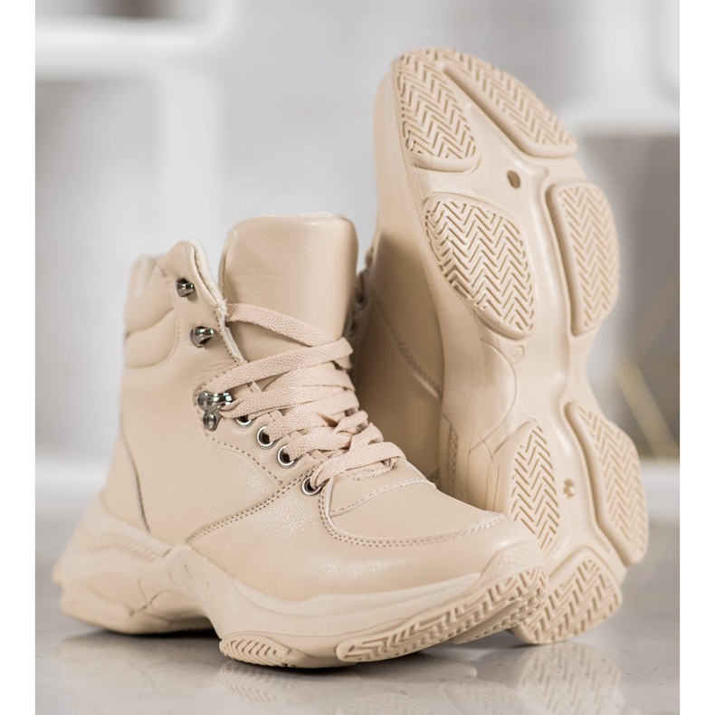 Ideal Shoes Zapatillas de piel ecológica marrón 1