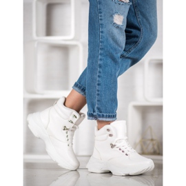 Ideal Shoes Zapatillas de cuero ecológico blanco 2