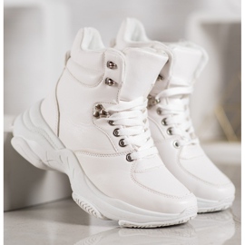 Ideal Shoes Zapatillas de cuero ecológico blanco 1