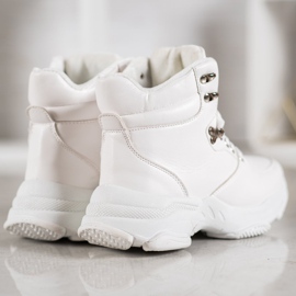 Ideal Shoes Zapatillas de cuero ecológico blanco 4