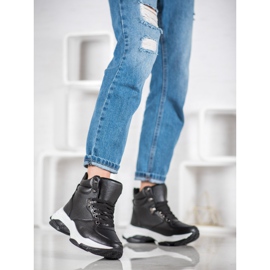 Ideal Shoes Zapatillas de cuero ecológico negro 3