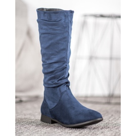 SHELOVET Botas de ante por encima de la rodilla azul 2