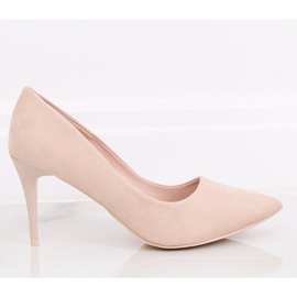 Zapatos de salón en un cómodo tacón beige NF-49P Beige 5