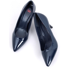 Tacones de mujer lacados en azul marino LL-185P Azul 2