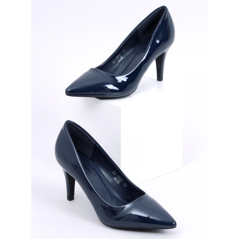Tacones de mujer lacados en azul marino LL-185P Azul 1